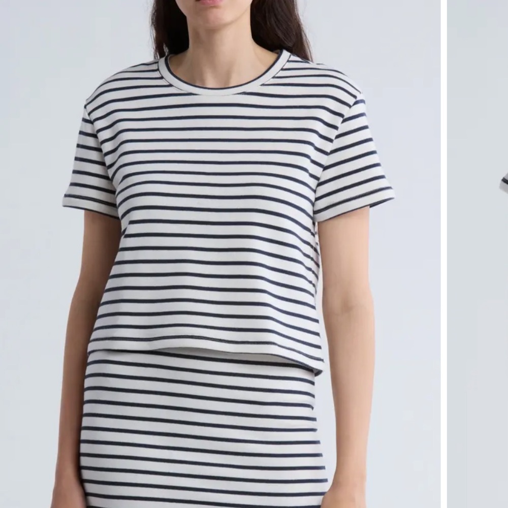 Splendid Navy and White Striped Short Sleeve Tee